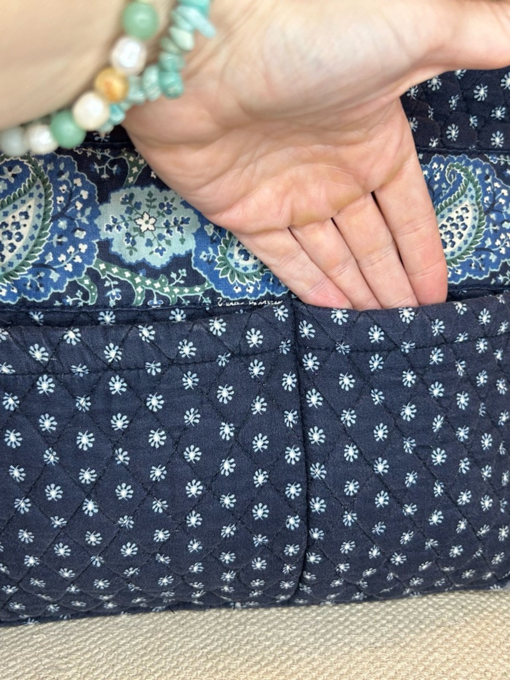 Vera Bradley Quilted Seaport Navy Paisley Diaper bag - Picture 3 of 11